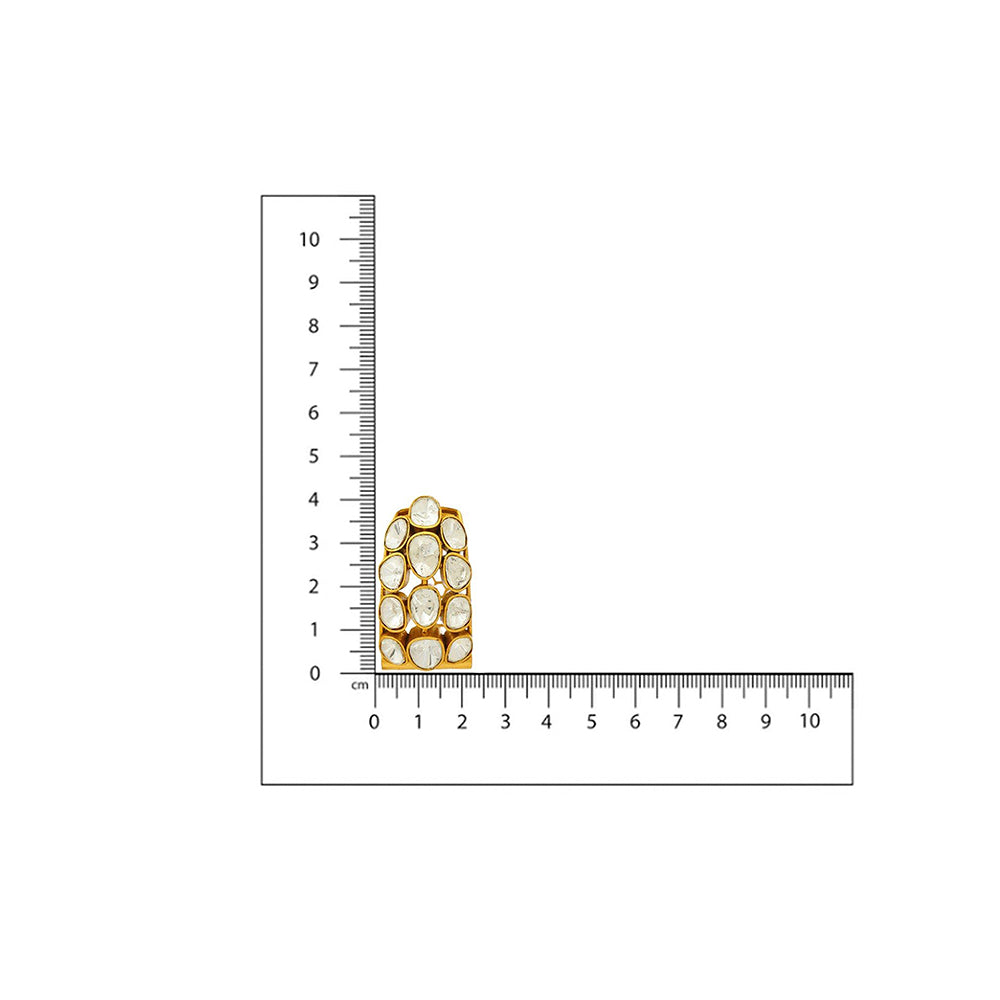 Ruby Raang Studio Glass Kundan Circular Earrings -White