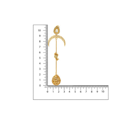 Ruby Raang Studio Glass Kundan Gold Plated Long Earrings -White