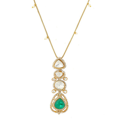 Ruby Raang Studio Natural Stones Antique Finish Earrings & Necklace Set -Multi-Color