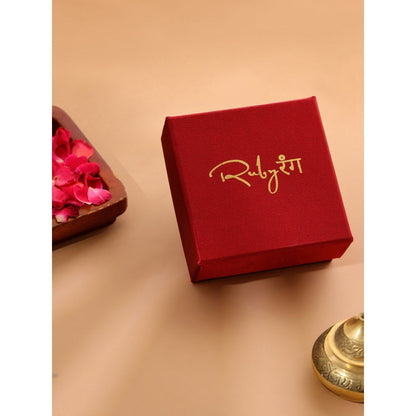 Ruby Raang Studio Natural Stones Antique Finish Earrings & Necklace Set -Multi-Color