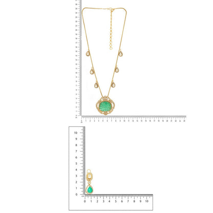 Ruby Raang Studio Natural Stones Antique Finish Earrings & Necklace Set -Multi-Color