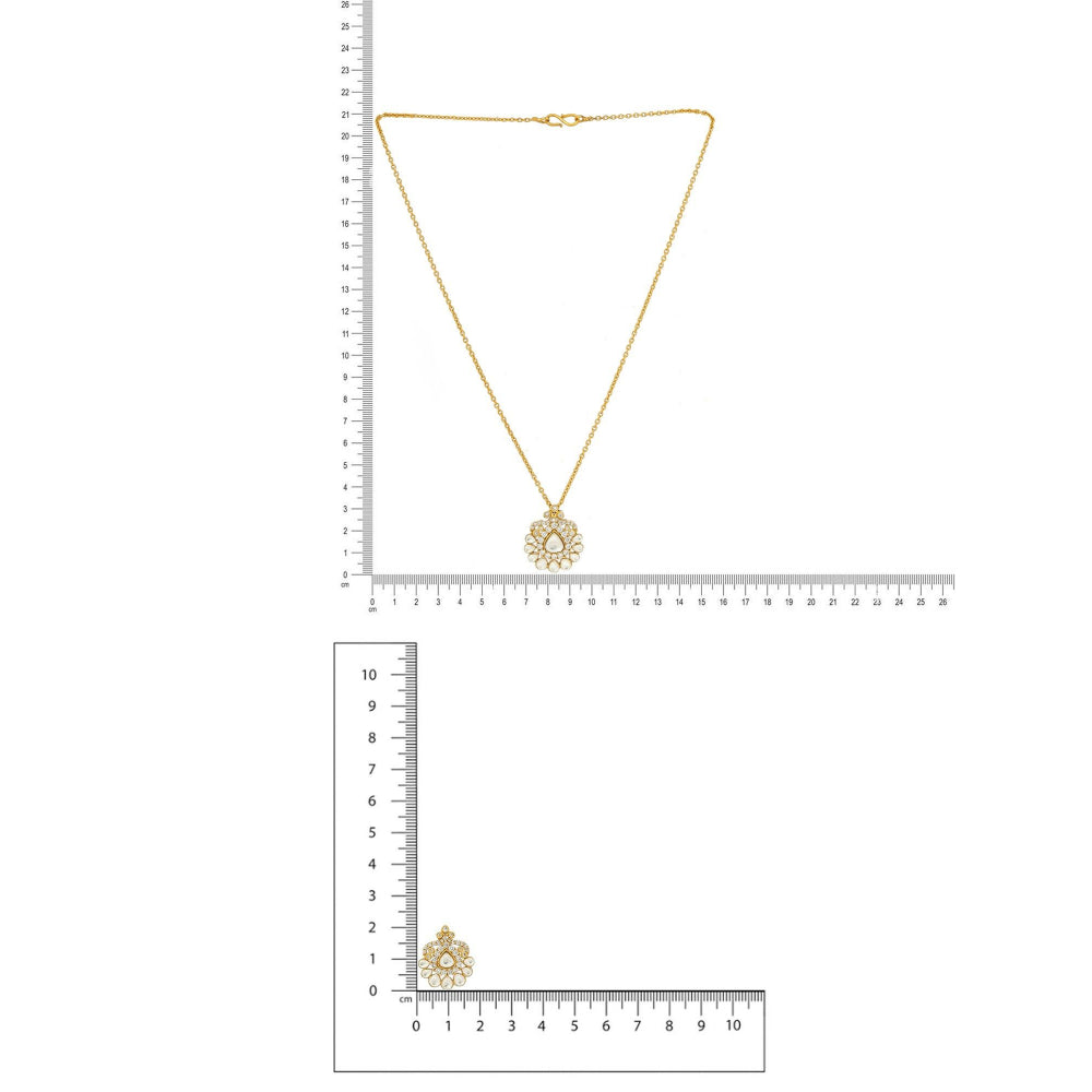 Ruby Raang Studio Kundan Antique Finish Earrings & Necklace Set -White