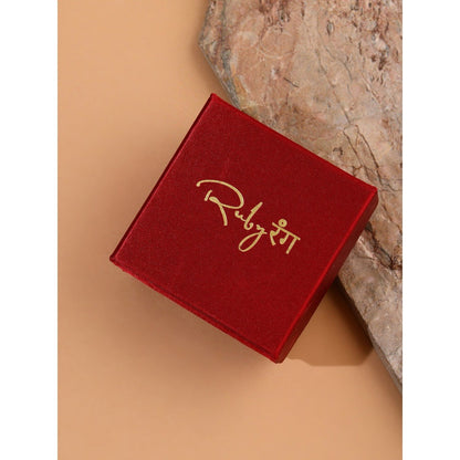 Ruby Raang Studio Kundan Antique Finish Earrings & Dew Drop Necklace Set -White