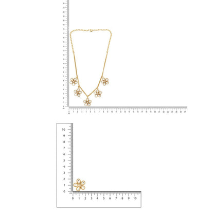 Ruby Raang Studio Kundan Antique Finish Floral Earrings & Necklace Set -White