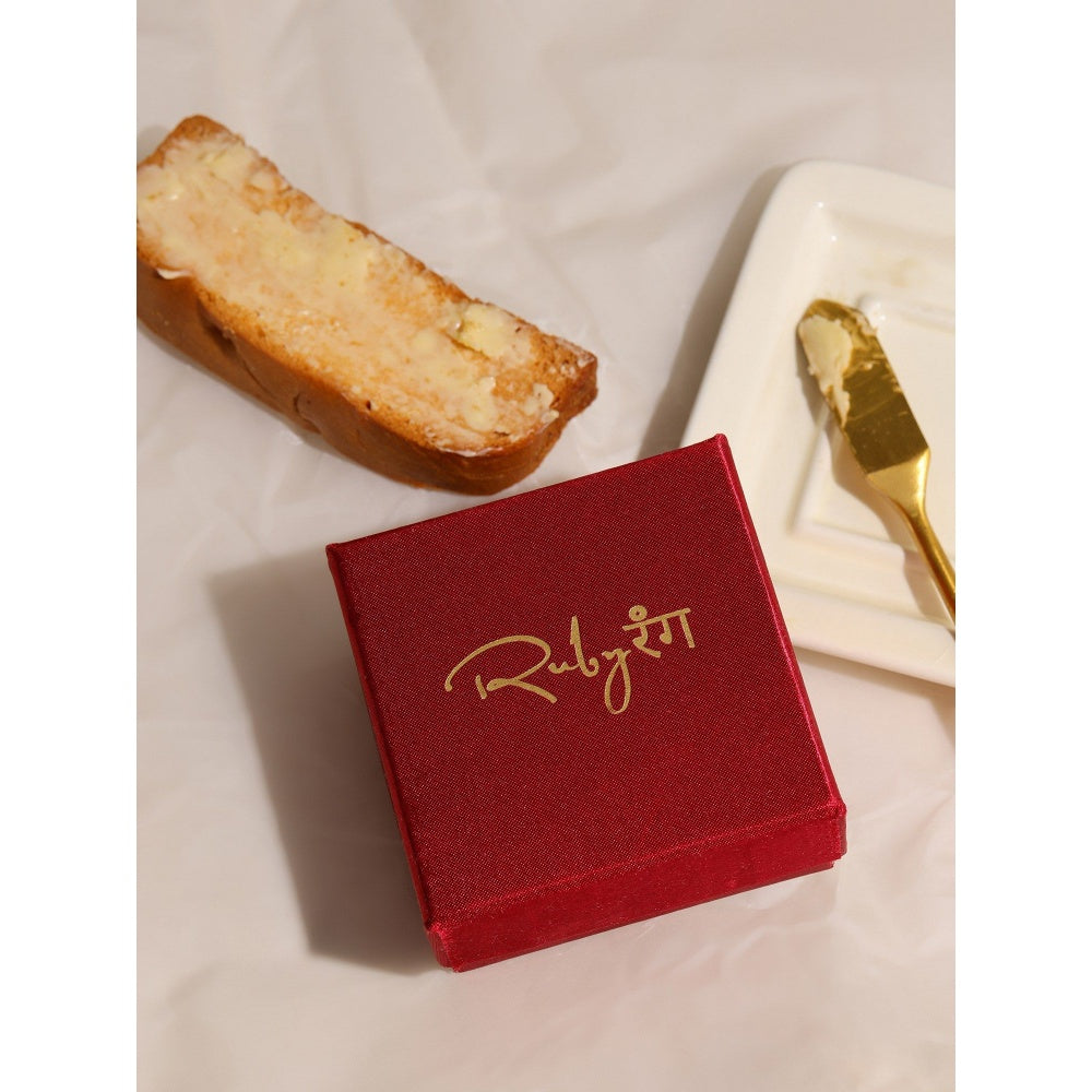 Ruby Raang Studio Kundan Gold Plated Emarald Cut Ring -White