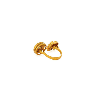 Ruby Raang Studio Kundan Gold Plated Elephant & Round Ring -White