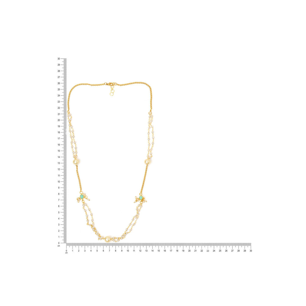 Ruby Raang Studio White Beaded Kundan Necklace -Multi-Color