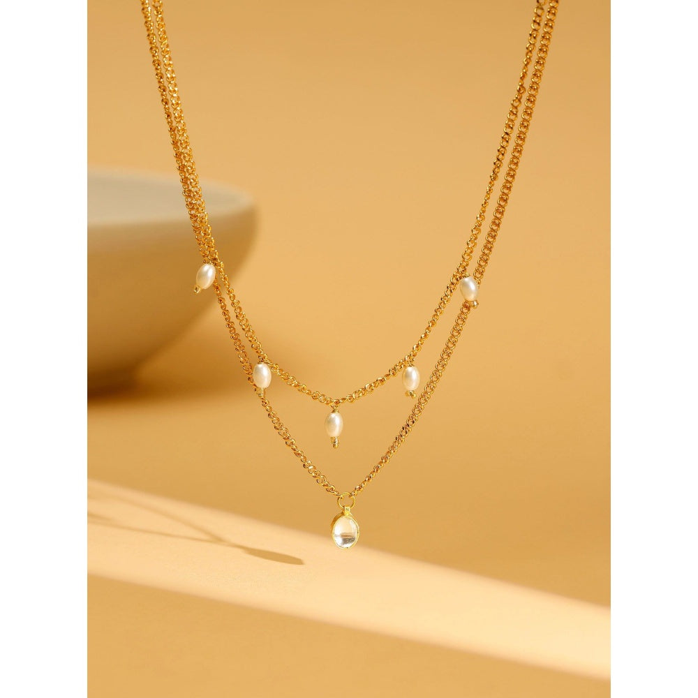 Ruby Raang Studio White & Gold, Handcrafted Kundan Necklace -White
