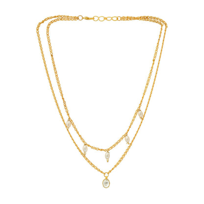 Ruby Raang Studio White & Gold, Handcrafted Kundan Necklace -White