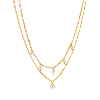 Ruby Raang Studio White & Gold, Handcrafted Kundan Necklace -White
