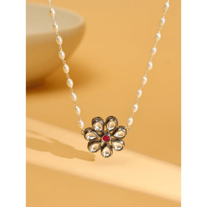 Ruby Raang Studio Flower Kundan Necklace -Multi-Color
