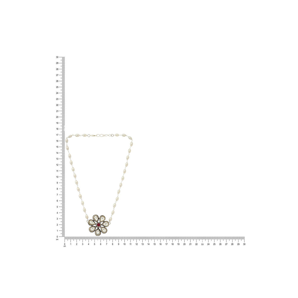 Ruby Raang Studio Flower Kundan Necklace -Multi-Color