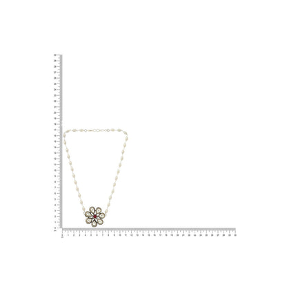 Ruby Raang Studio Flower Kundan Necklace -Multi-Color