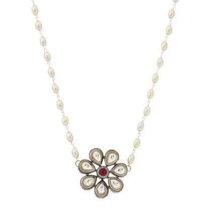 Ruby Raang Studio Flower Kundan Necklace -Multi-Color