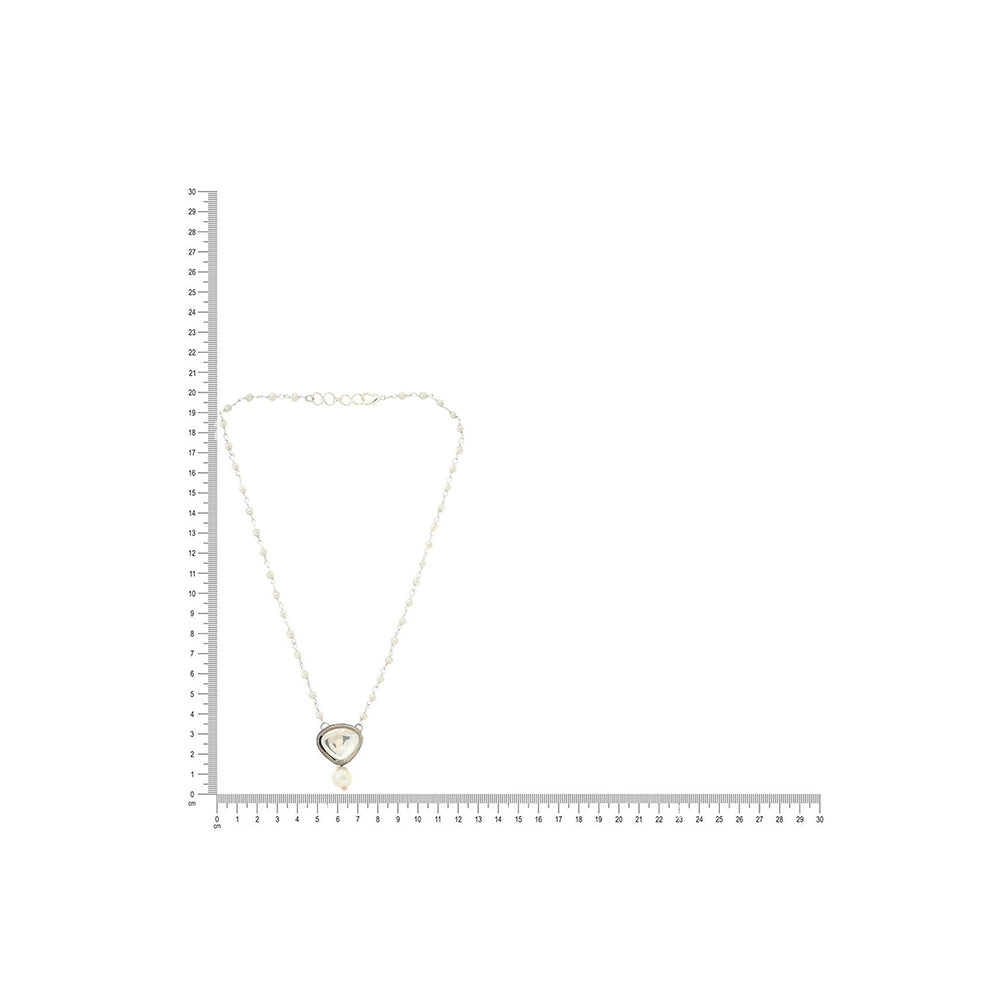 Ruby Raang Studio Beaded Kundan Necklace -White