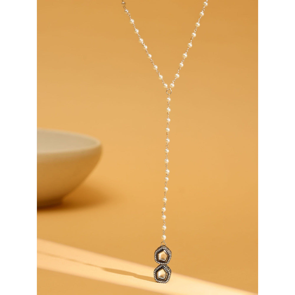 Ruby Raang Studio Beaded Kundan Necklace -White