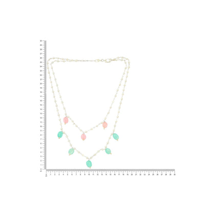 Ruby Raang Studio Beaded Green & Pink Motif Necklace