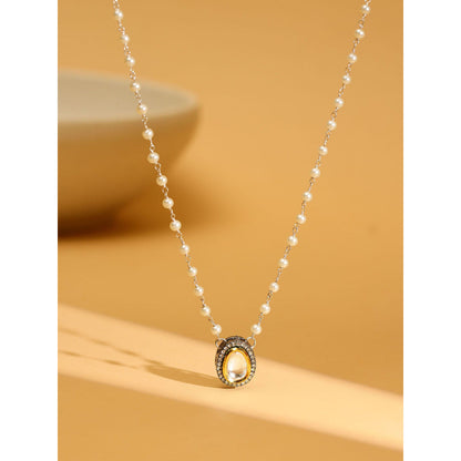 Ruby Raang Studio Beaded Kundan Necklace -White
