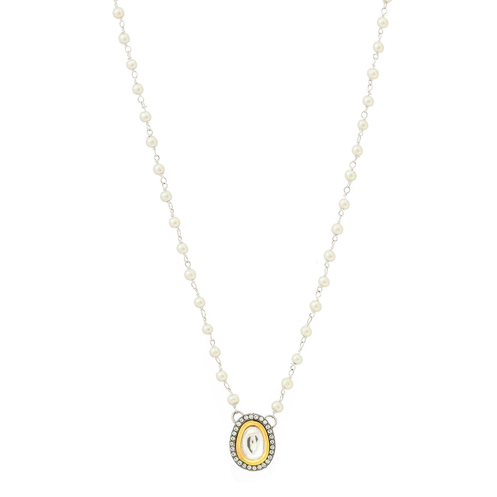 Ruby Raang Studio Beaded Kundan Necklace -White
