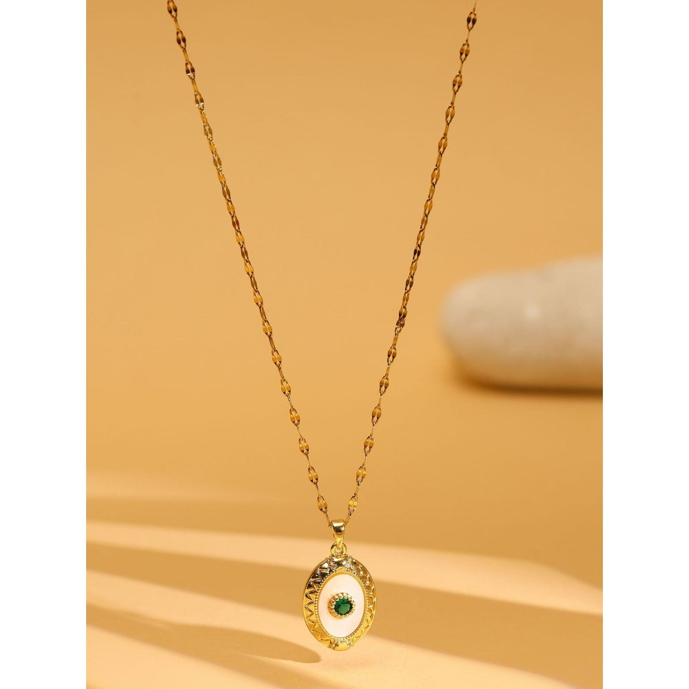 Ruby Raang Studio Antique Finish Crystal Necklace -Green
