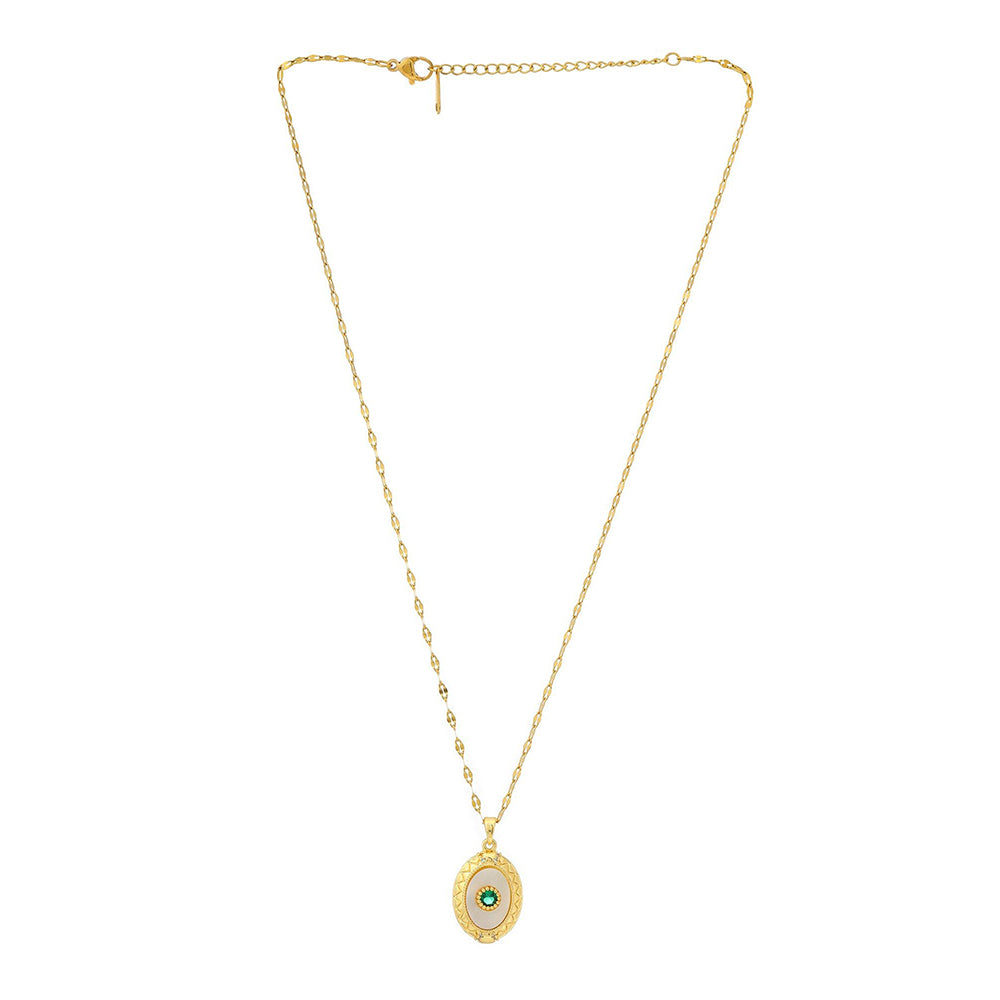 Ruby Raang Studio Antique Finish Crystal Necklace -Green