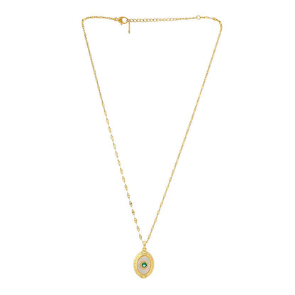 Ruby Raang Studio Antique Finish Crystal Necklace -Green