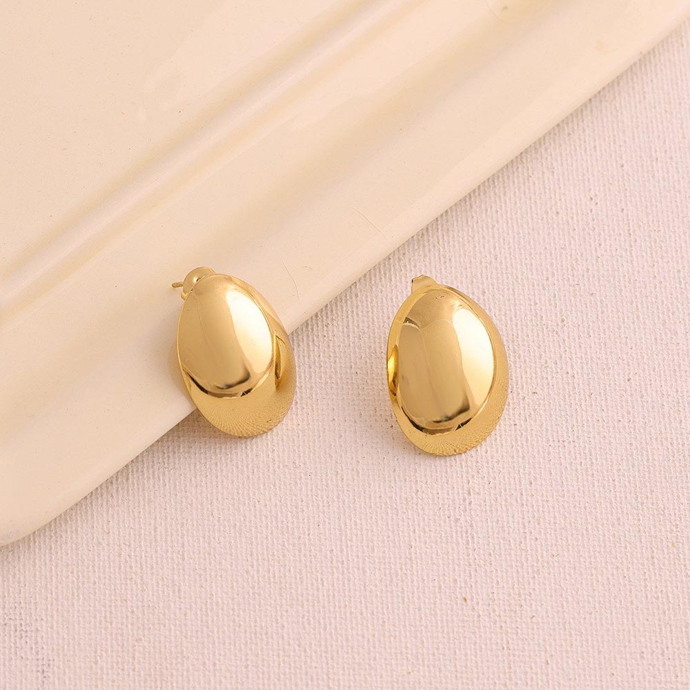 Ruby Raang Studio Golden Stud Earrings -Gold