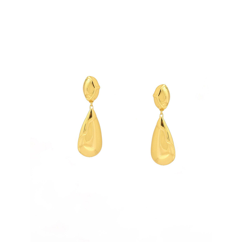 Ruby Raang Studio Golden Drop Earrings -Gold