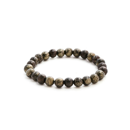 Ruby Raang Studio Pyrite Metal Grey Round Elastic Bracelet