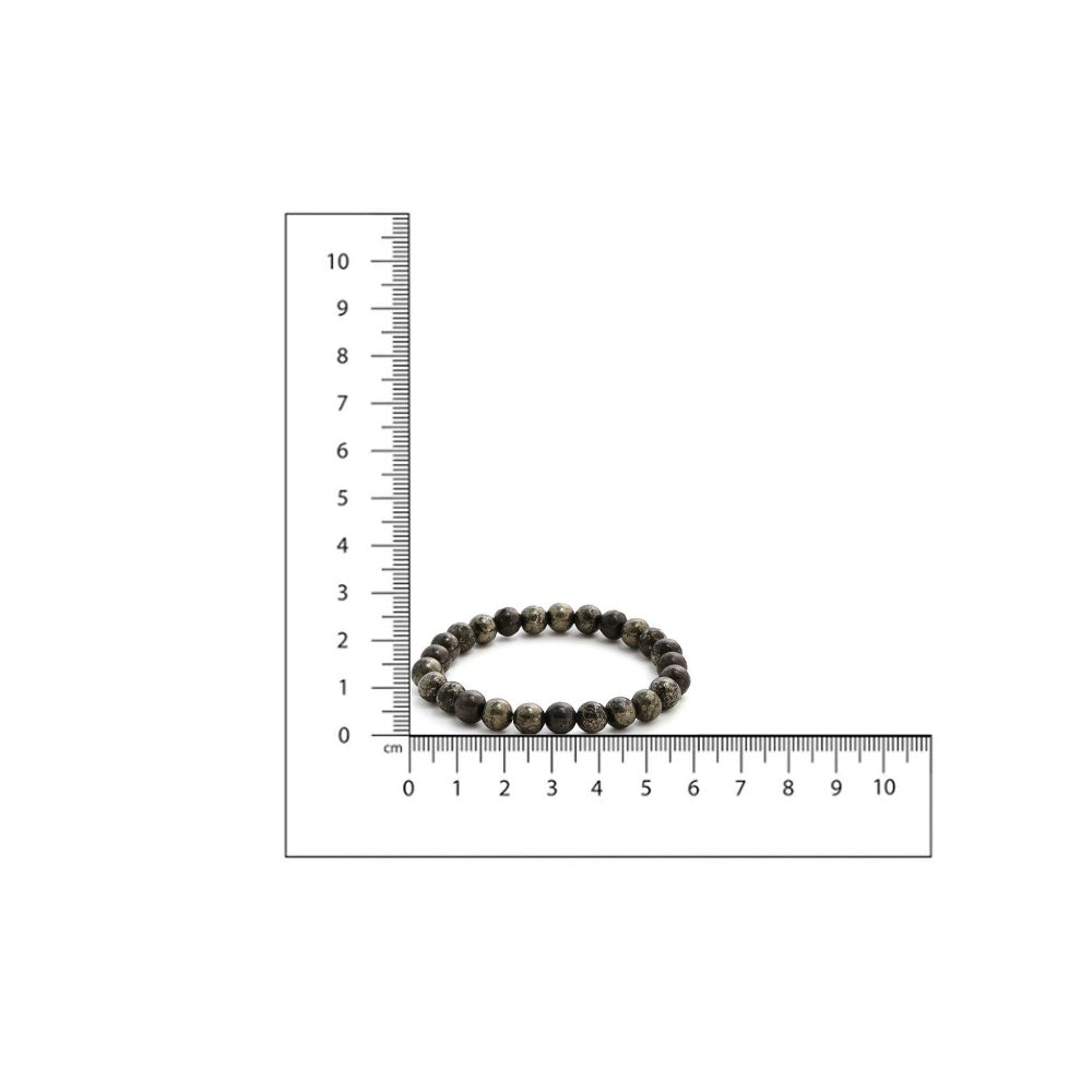 Ruby Raang Studio Pyrite Metal Grey Round Elastic Bracelet