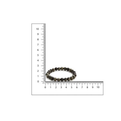 Ruby Raang Studio Pyrite Metal Grey Round Elastic Bracelet