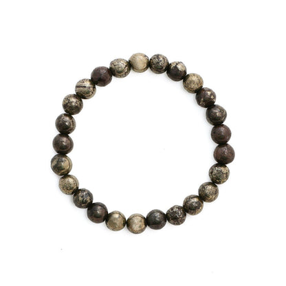 Ruby Raang Studio Pyrite Metal Grey Round Elastic Bracelet