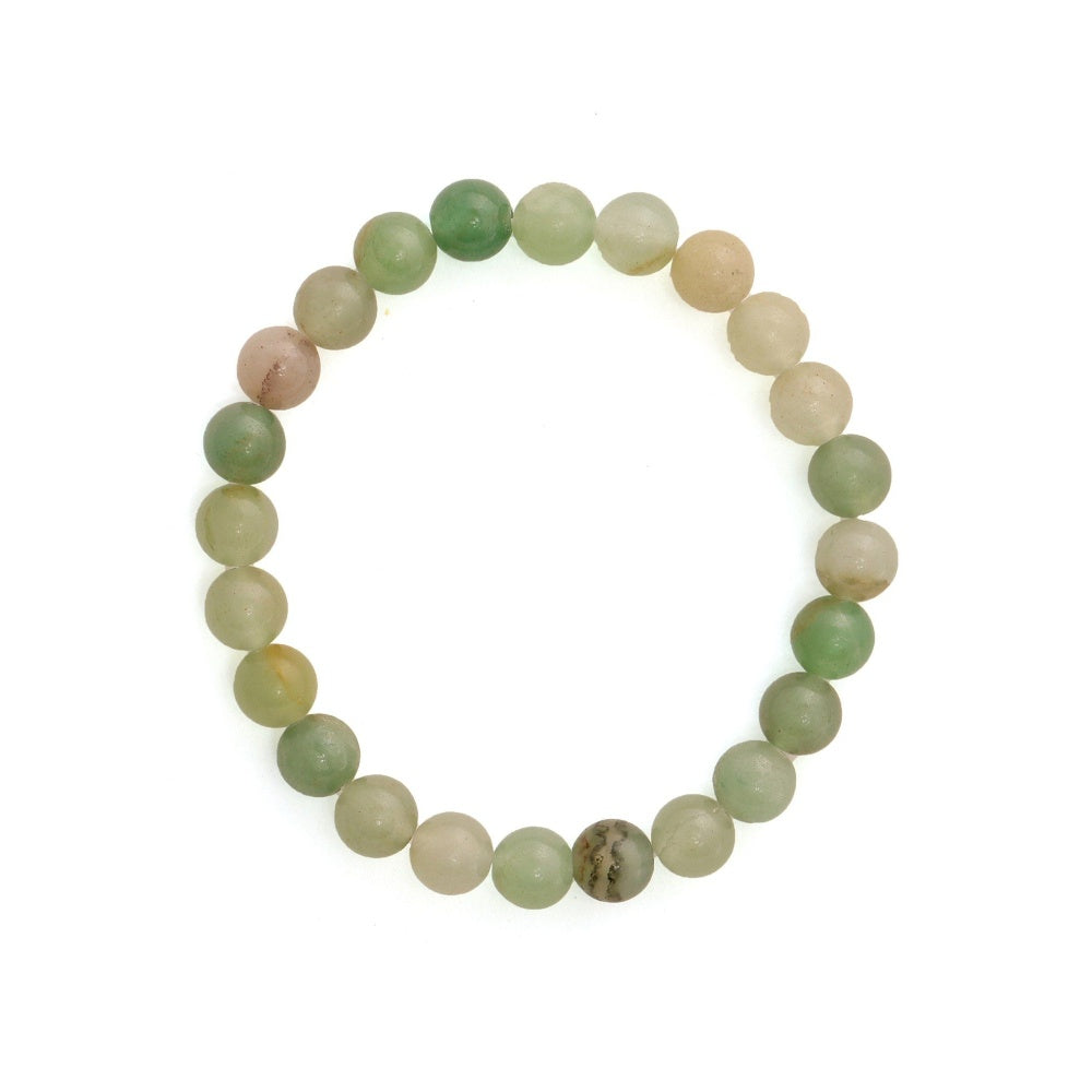 Ruby Raang Studio Green Avanturine Beads Elastic Bracelet -Green