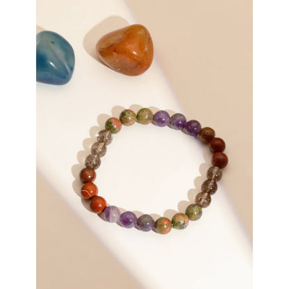 Ruby Raang Studio Red Carnelian, Lapis Lazuli, Amethyst & Green Avanturine Crystal Beads Bracelet