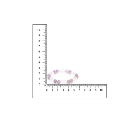 Ruby Raang Studio Clear Quartz & Amethyst White & Purple Beads Elastic Bracelet -Multi-Color