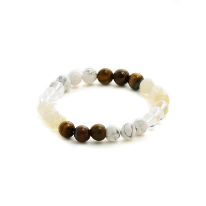 Ruby Raang Studio Clear Quartz & Tiger Eye Multicoloured Crystal Beads Bracelet -Multi-Color