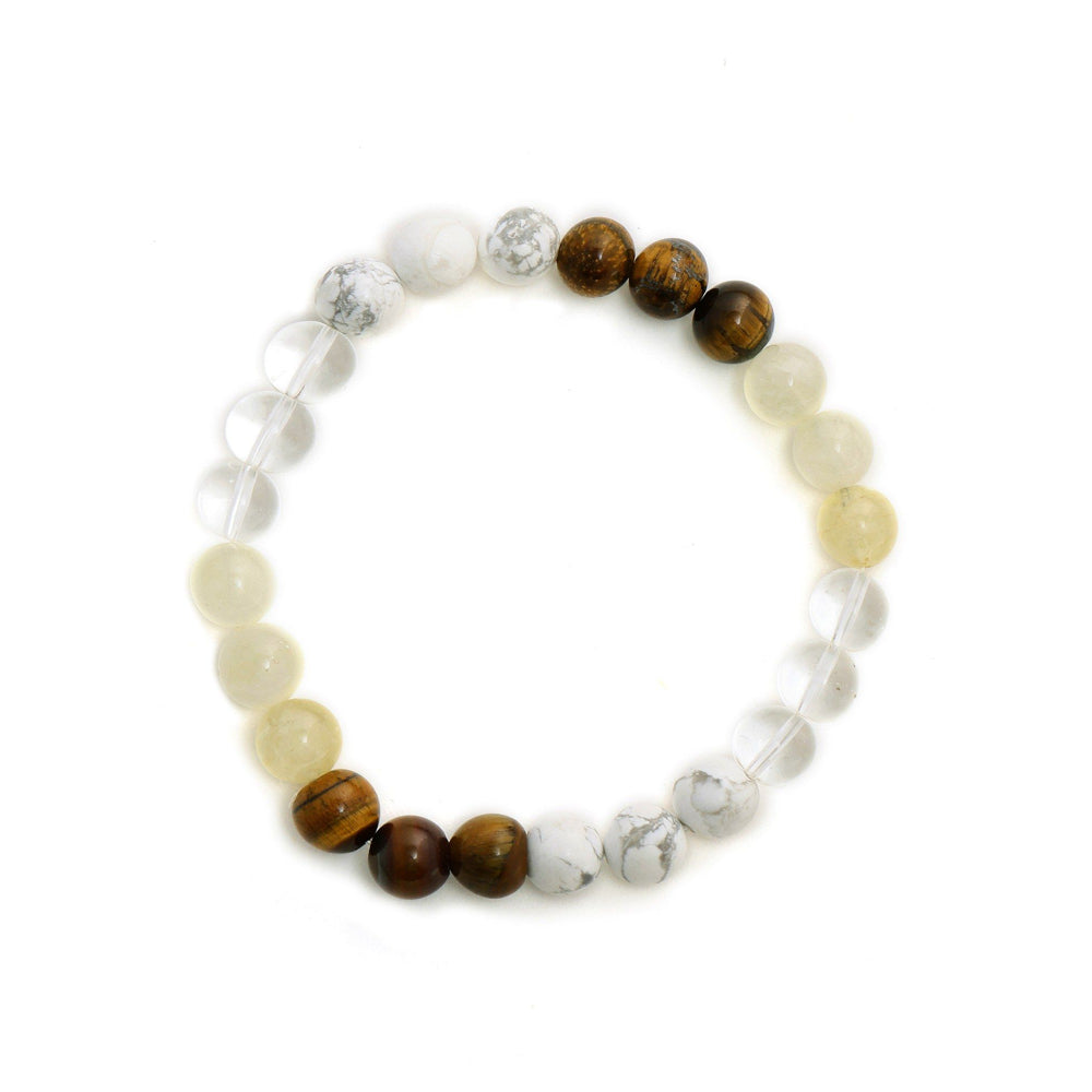 Ruby Raang Studio Clear Quartz & Tiger Eye Multicoloured Crystal Beads Bracelet -Multi-Color