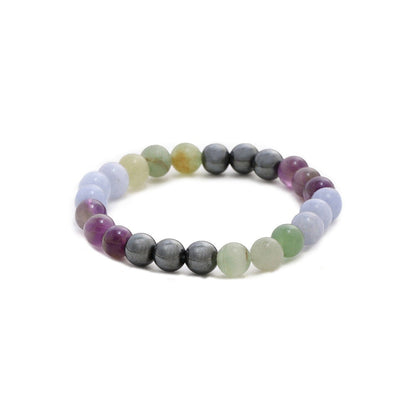 Ruby Raang Studio Multicoloured Round Crystal Beads Elastic Bracelet