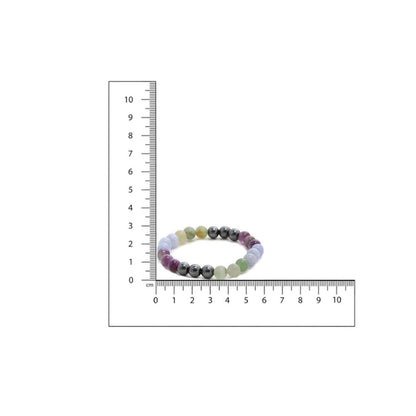 Ruby Raang Studio Multicoloured Round Crystal Beads Elastic Bracelet