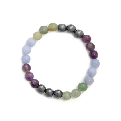 Ruby Raang Studio Multicoloured Round Crystal Beads Elastic Bracelet