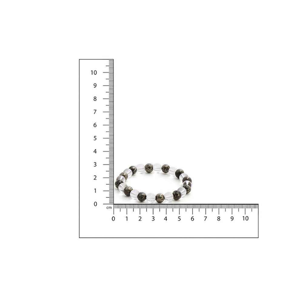 Ruby Raang Studio Clear Quartz & Pyrite Black & White Beads Bracelet -Multi-Color