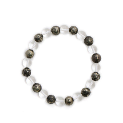 Ruby Raang Studio Clear Quartz & Pyrite Black & White Beads Bracelet -Multi-Color