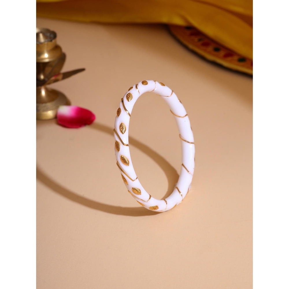 Ruby Raang Studio White Brass Gold Plated Fusion Bangle