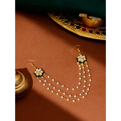 Ruby Raang Studio White Brass Gold Plated Kundan Hair Chain