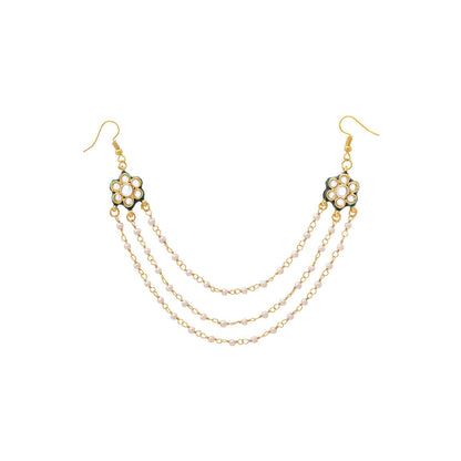 Ruby Raang Studio White Brass Gold Plated Kundan Hair Chain