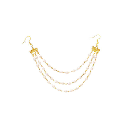 Ruby Raang Studio White Brass Gold Plated Pearl Hair Chain