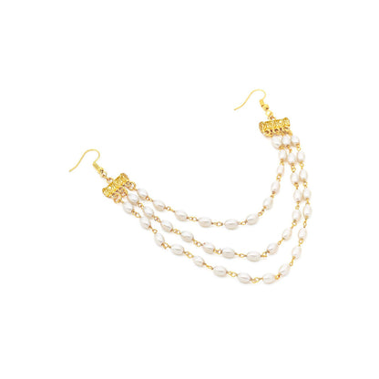 Ruby Raang Studio White Brass Gold Plated Pearl Hair Chain