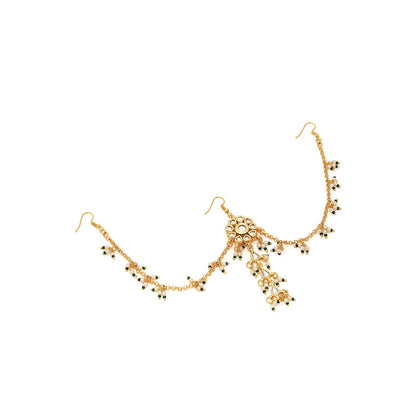 Ruby Raang Studio White Brass Gold Plated Kundan Hair Chain