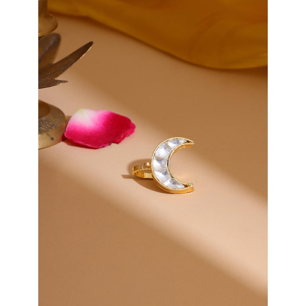 Ruby Raang Studio White Brass Gold Plated Kundan Hair Pin