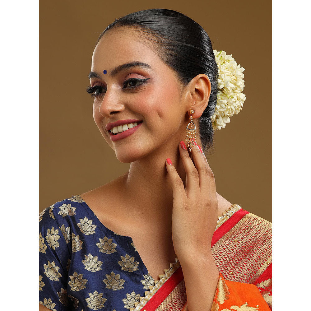 Ruby Raang Studio Gold Brass Gold Plated Kundan Pair Of Earrings
